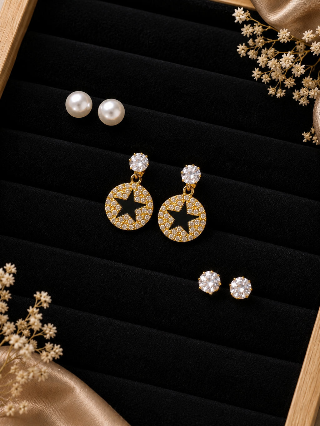 Celestial and classic earrings stud set