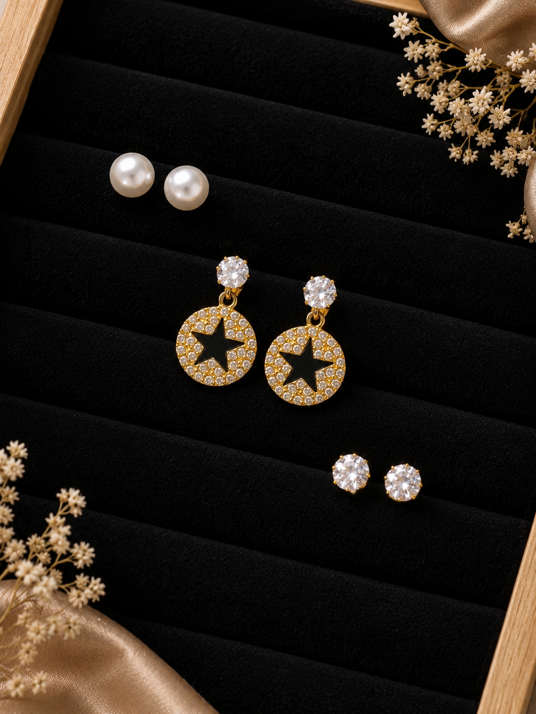 Celestial and classic earrings stud set