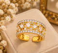 Wide lattice checkerboard statement ring