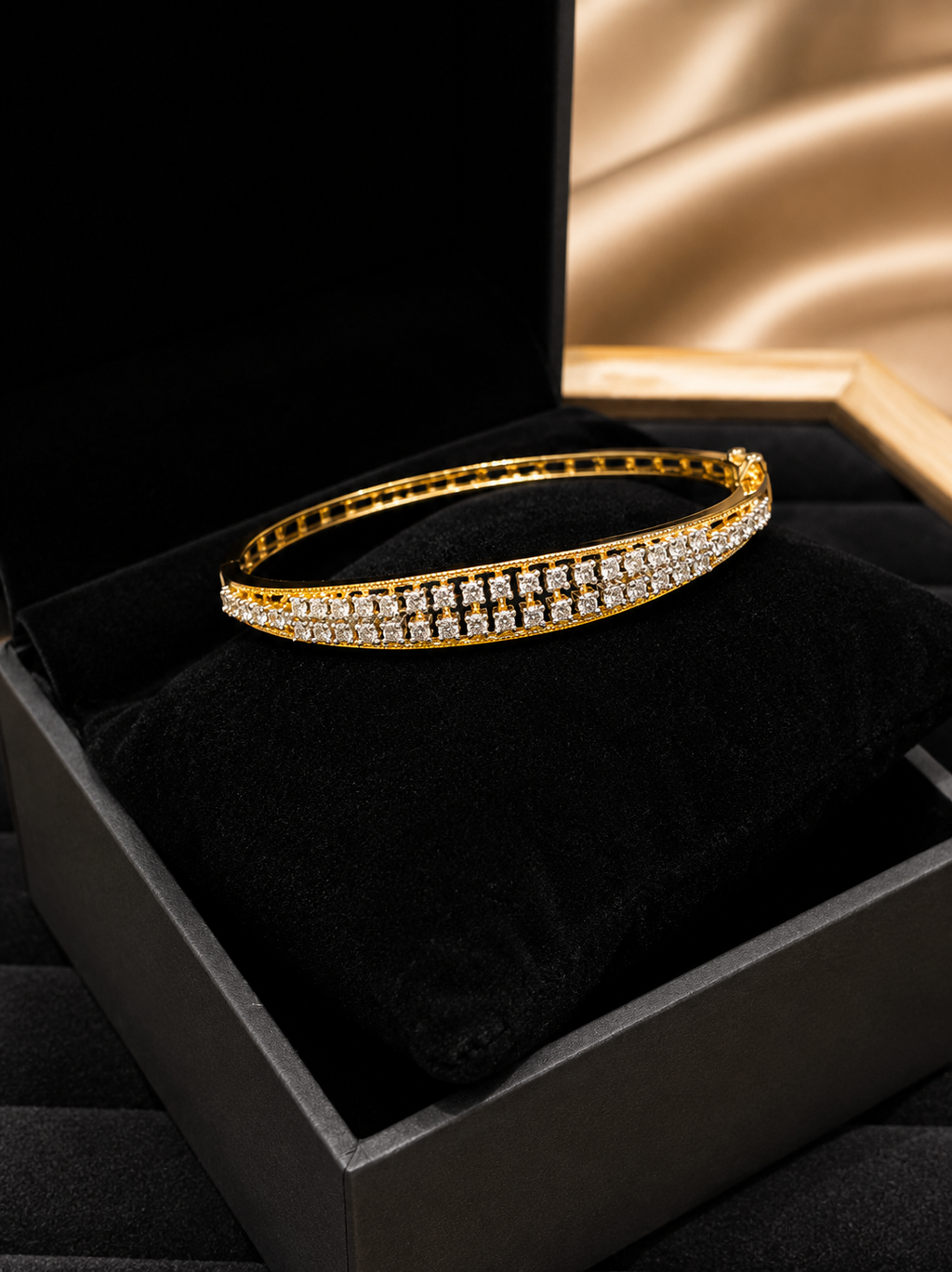 AD  two-line diamond kada bangle,