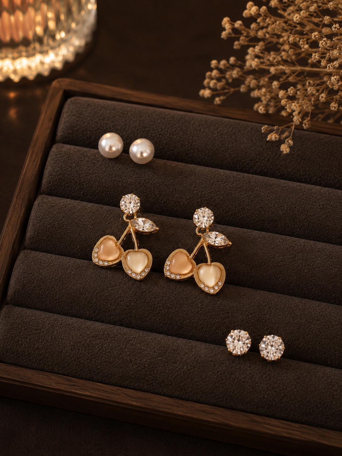 Fruity and elegant earring combo set