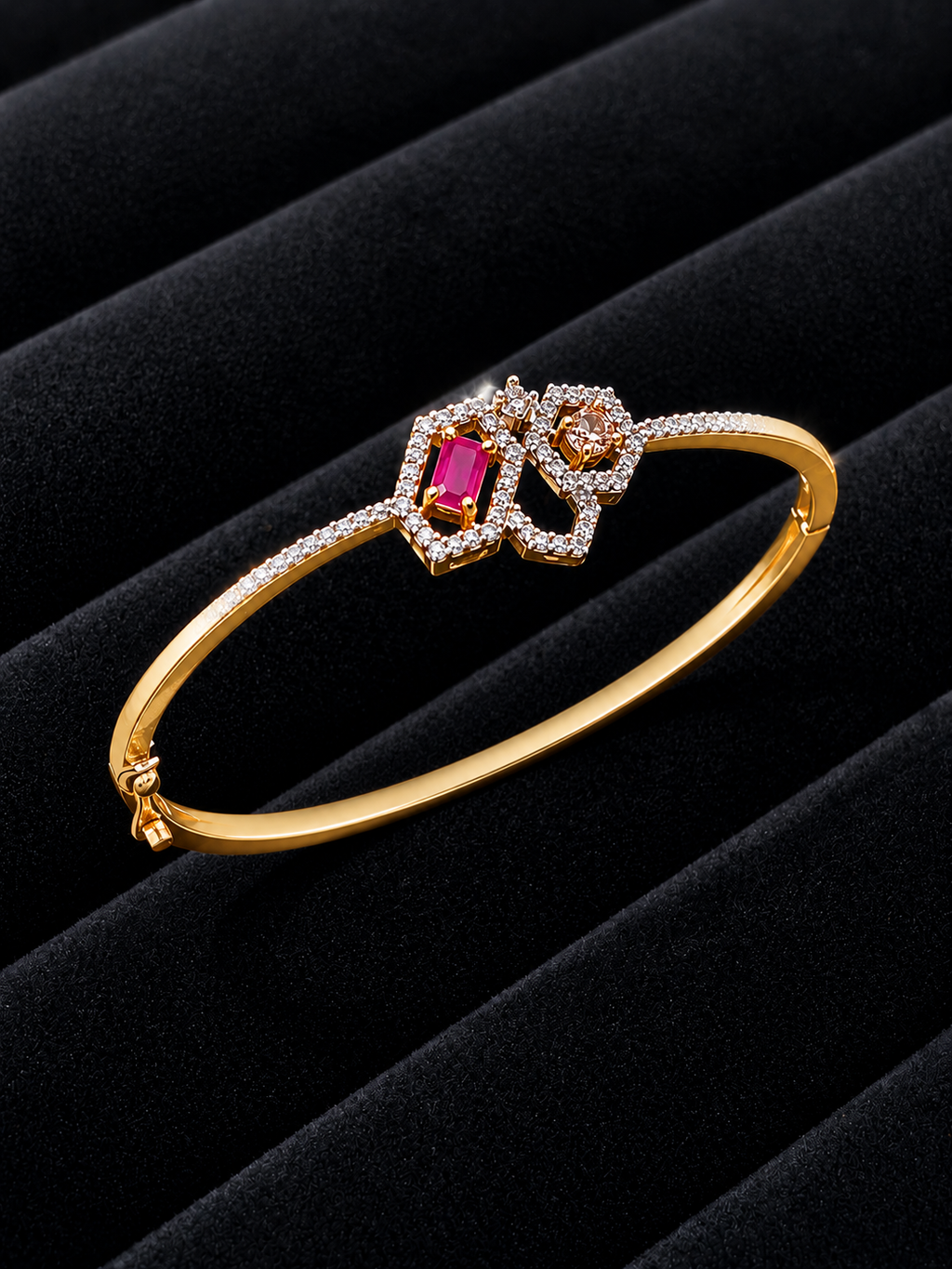 AD geometric gold-plated bangle bracelet