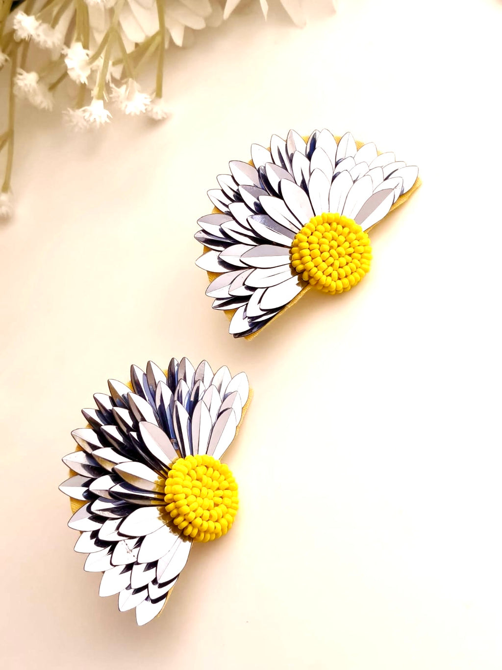 Monochrome Daisy Statement Stud Earrings