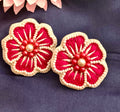 Handcrafted floral embroidered stud earrings
