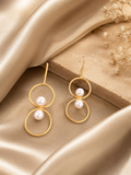 Double Halo Pearl Drop Earrings