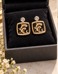 Elegant Gold-Plated Black Enamel Earrings