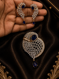 Gold-Plated American Diamond Swirl Pendant Set