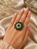 Imperial Emerald Sunburst Cocktail Ring