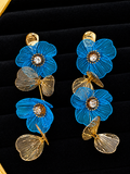 Botanical Wire-Mesh Floral Dangler Earrings