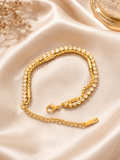 Elegant double-layered golden crystal bracelet