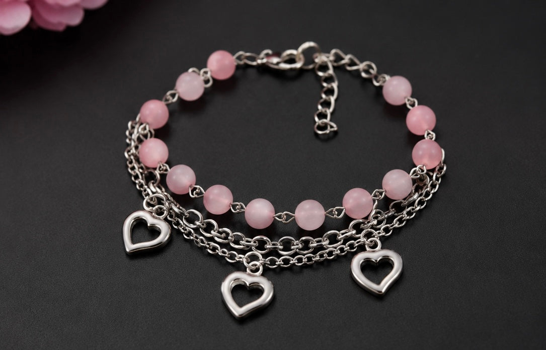 Romantic multi-layered charm bracelet