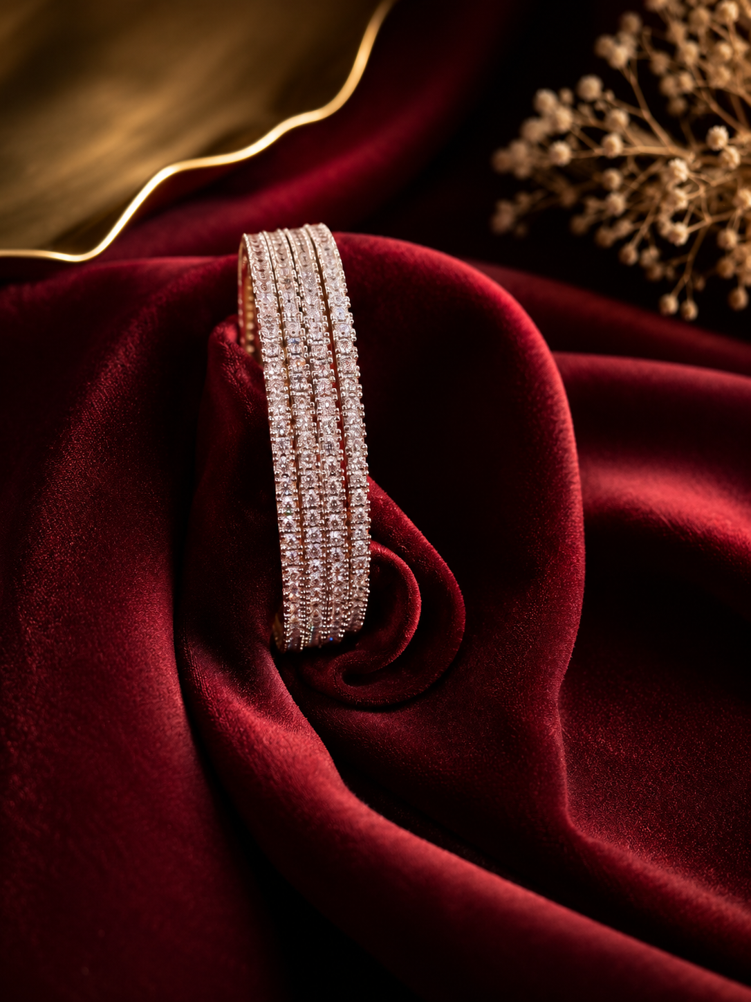 Single Line American Diamond Stackable Bangle Set