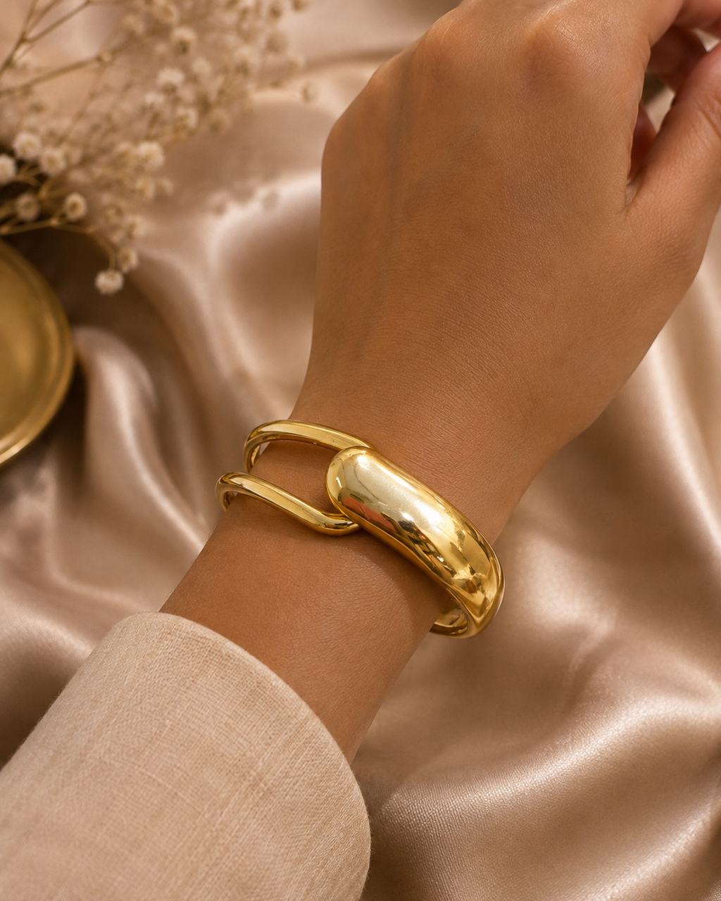 High-polish dome cuff golden  kada bracelet
