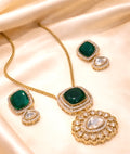 Imperial Emerald & Polki Kundan Statement Pendant Set