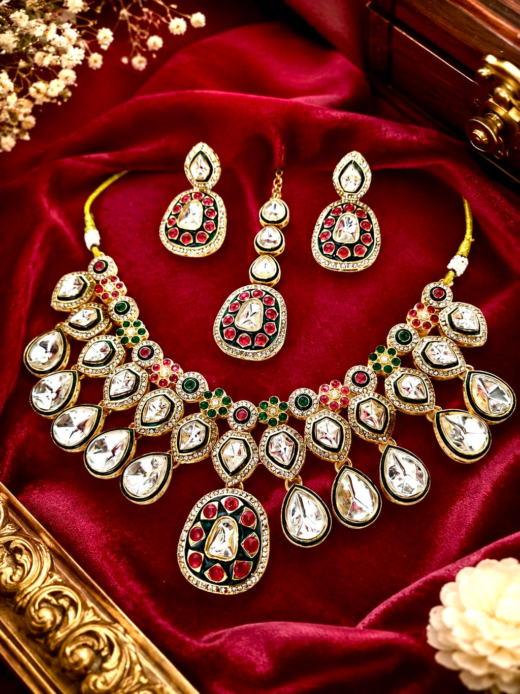 Premium Kundan Polki Bridal Necklace Set