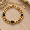 Black square stone cuban link bracelet