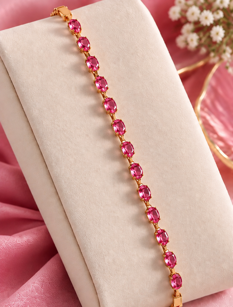Pink sapphire-toned tennis bracelet