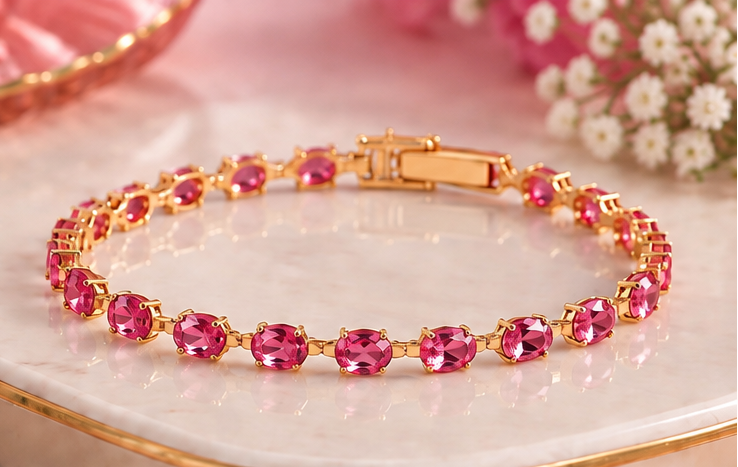 Pink sapphire-toned tennis bracelet