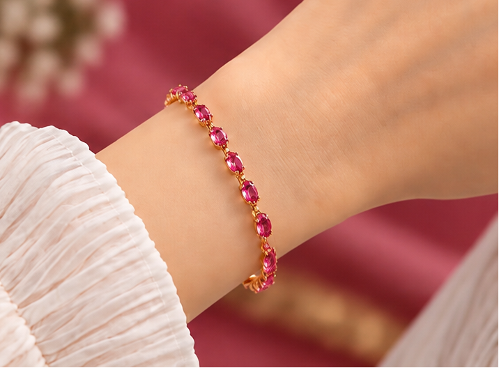 Pink sapphire-toned tennis bracelet