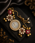 Kashmiri Traditional Royal Kundan & Ruby Meenakari Bracelet Watch