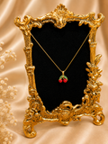 Dainty Enameled Cherry Pendant Necklace