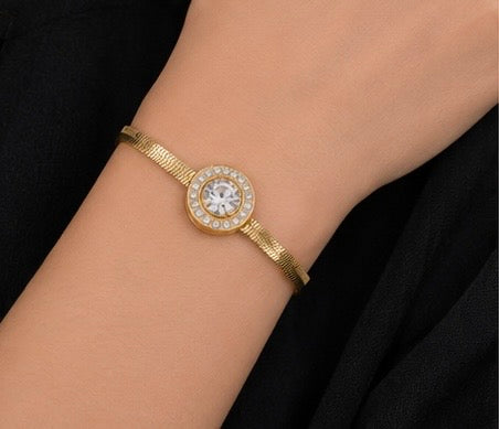 Gold herringbone snake chain charm bracelet