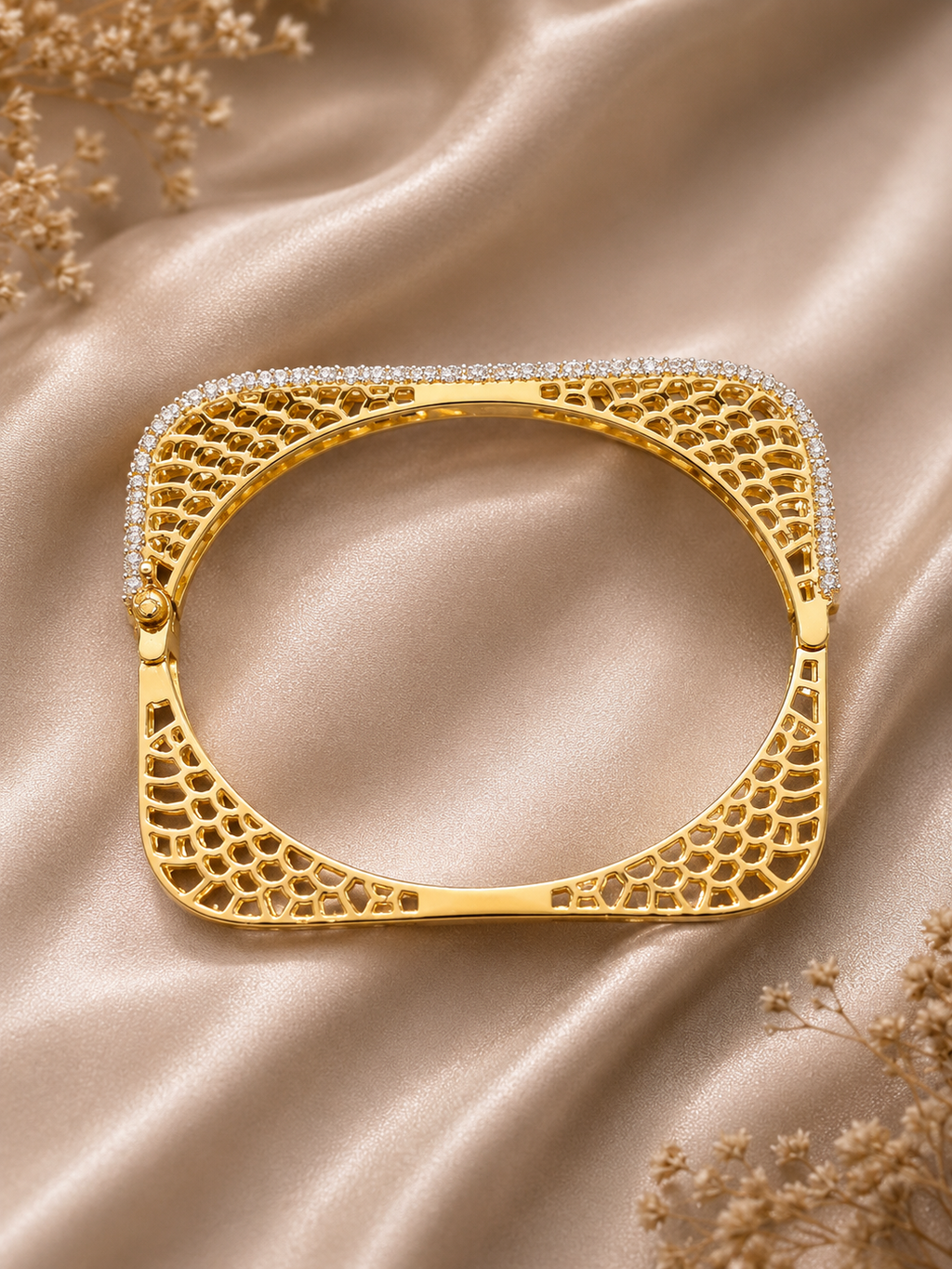 AD contemporary, geometric square-profile statement kada bangle