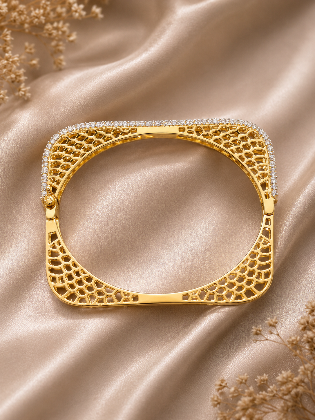 AD contemporary, geometric square-profile statement kada bangle