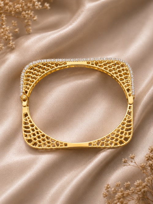 AD contemporary, geometric square-profile statement kada bangle