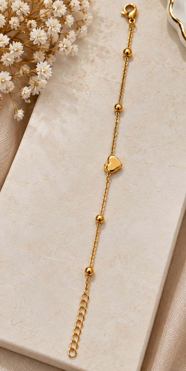 Heart satellite station charm bracelet