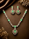 Emerald-green stone and American diamond necklace set