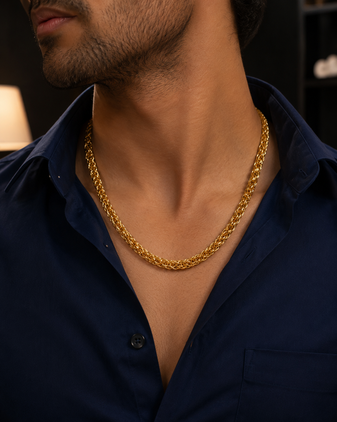 Bold traditional golden Byzantine mesh chain