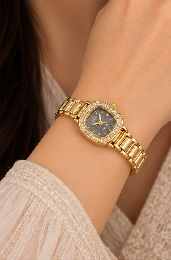 Charcoal-grey square cushion dial Watch