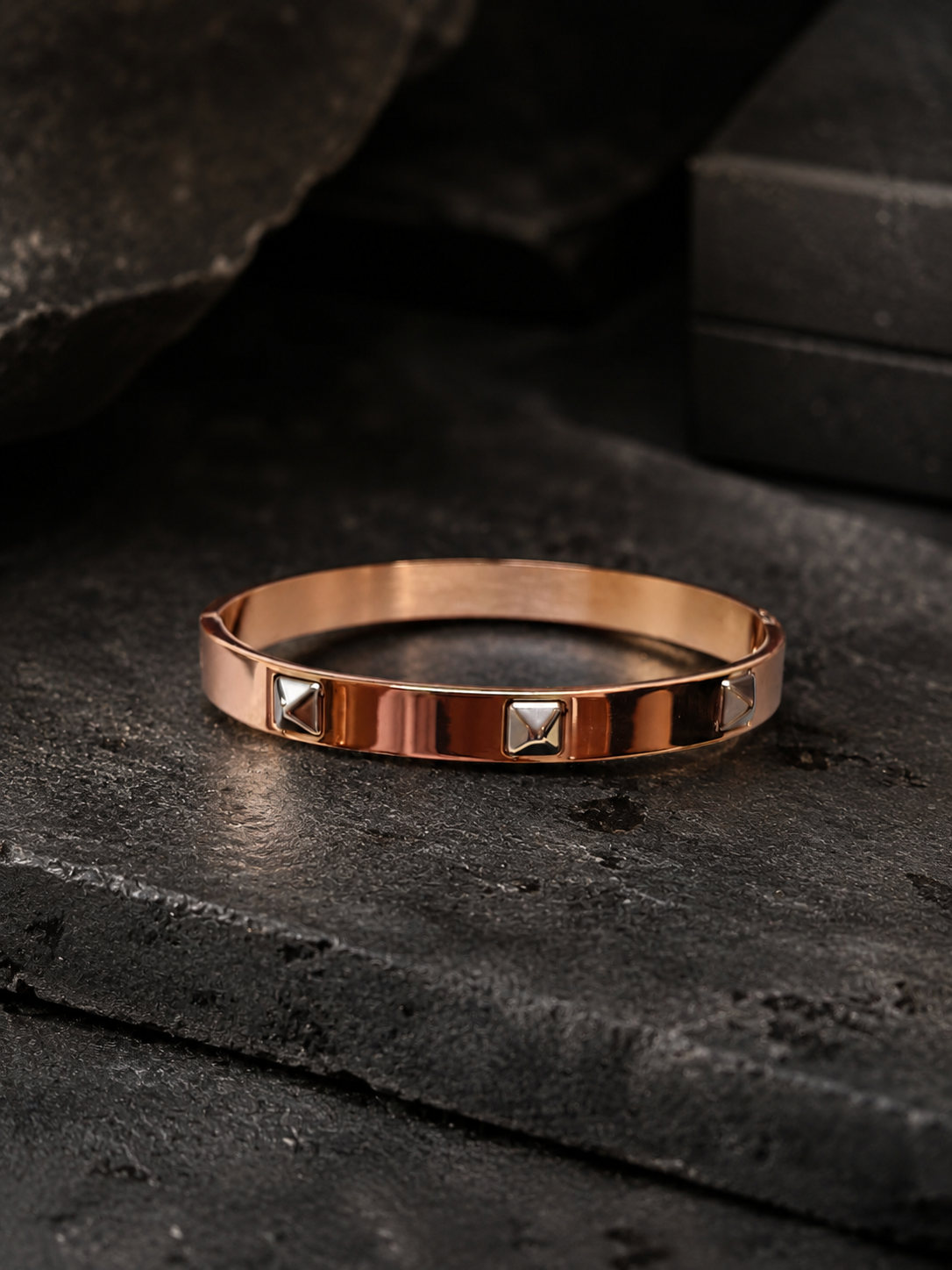 Pyramid Studded Rose Gold Kada Men