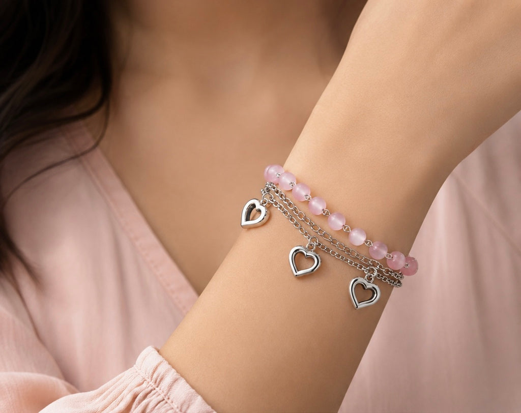 Romantic multi-layered charm bracelet