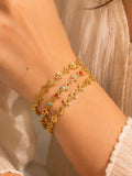 Textured charm multi-layer chain bracelet stack,