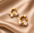Graduated Pearl C-Shaped Hoop Earrings
