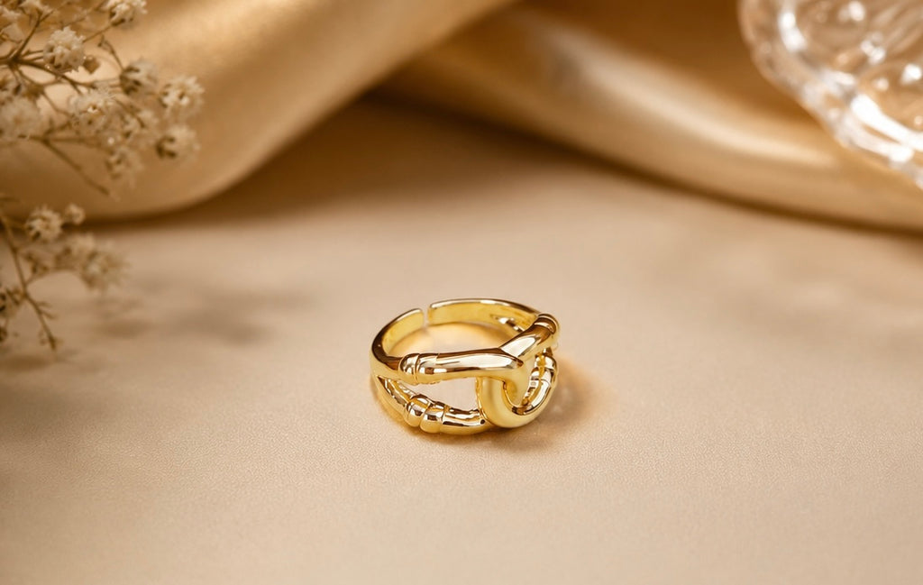 Gold-tone chain-link statement ring