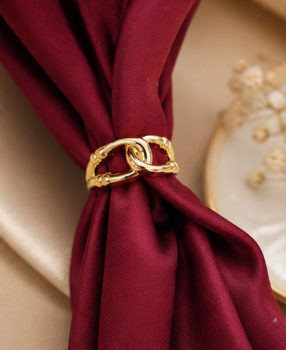 Gold-tone chain-link statement ring