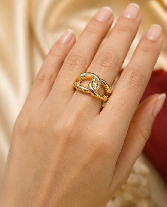 Gold-tone chain-link statement ring