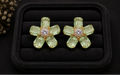 Mint green crystal flower stud earrings
