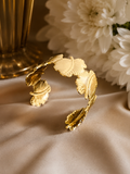 Golden Leaf Design Open Cuff Bracelet
