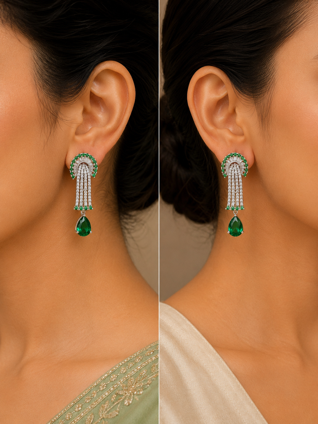 Emerald Ritz Art Deco Dangle Earrings