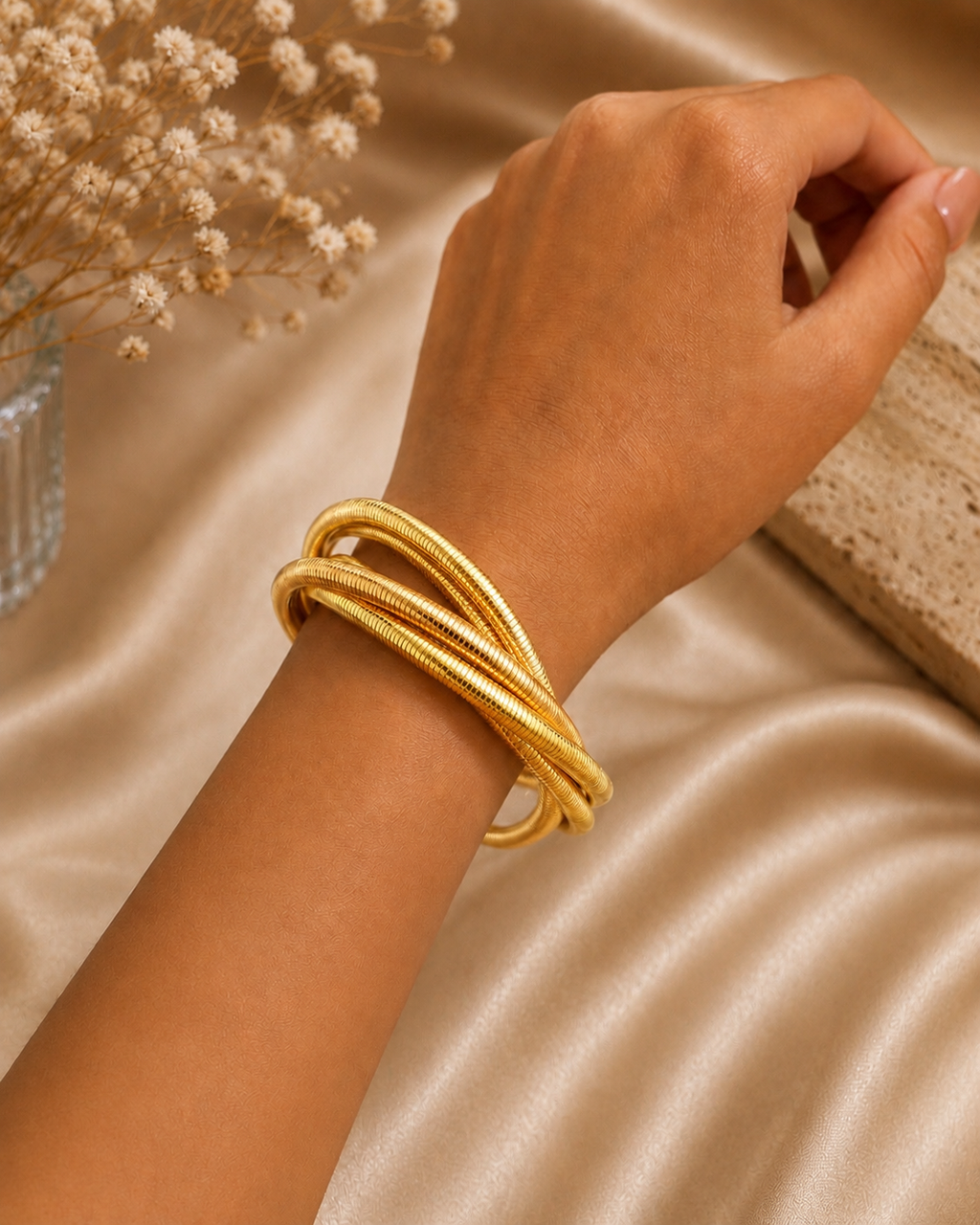 Multi-Layer Snake Chain Coiled Bracelet-cum-Necklace