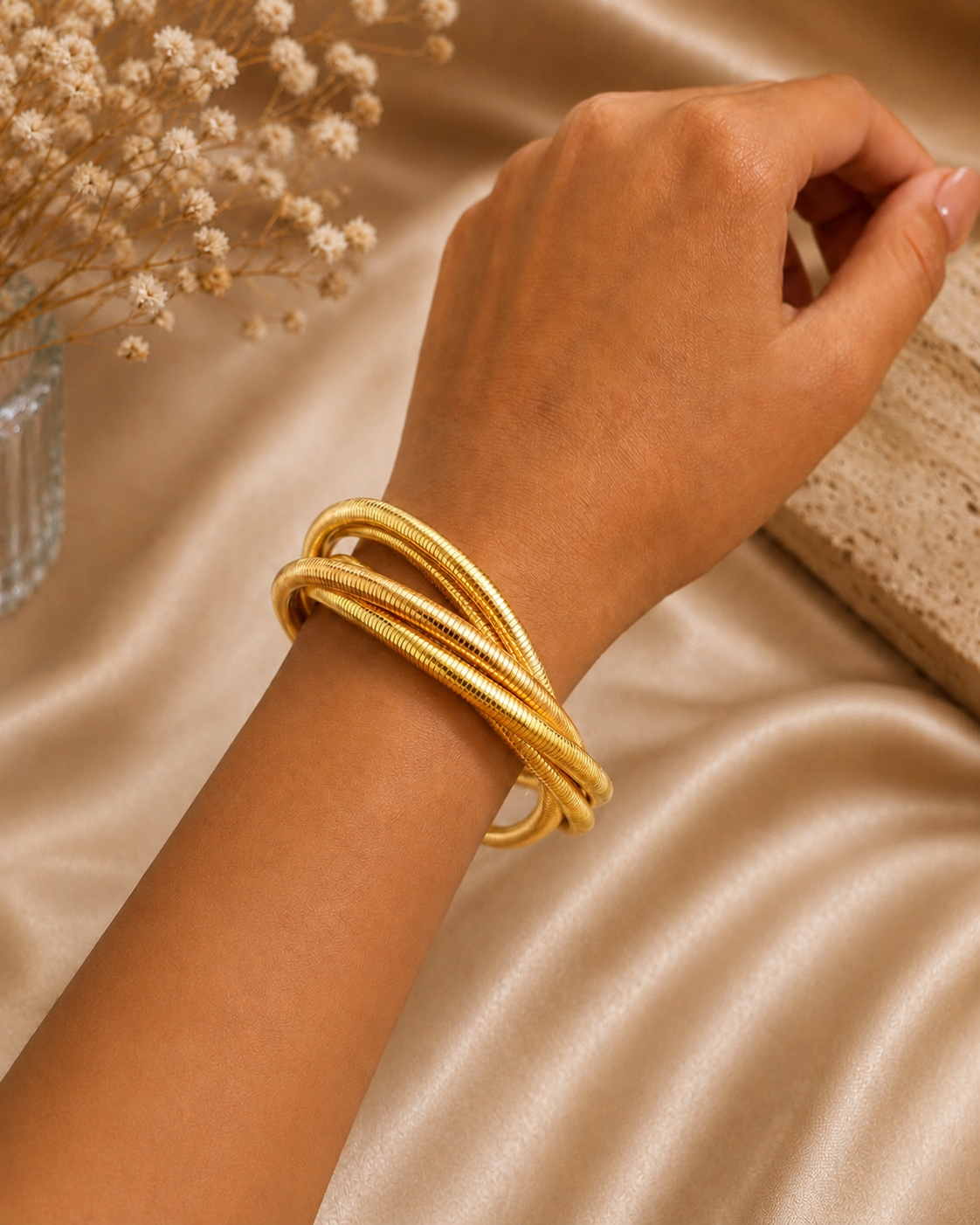 Multi-Layer Snake Chain Coiled Bracelet-cum-Necklace