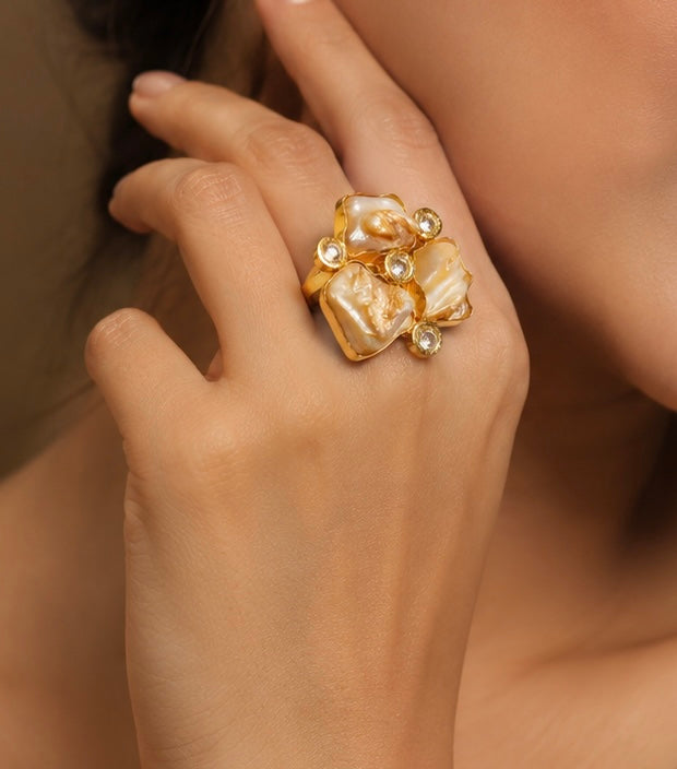 Baroque Pearl Cluster Statement Ring