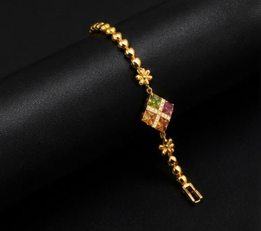 Gold-plated multi-gemstone bracelet