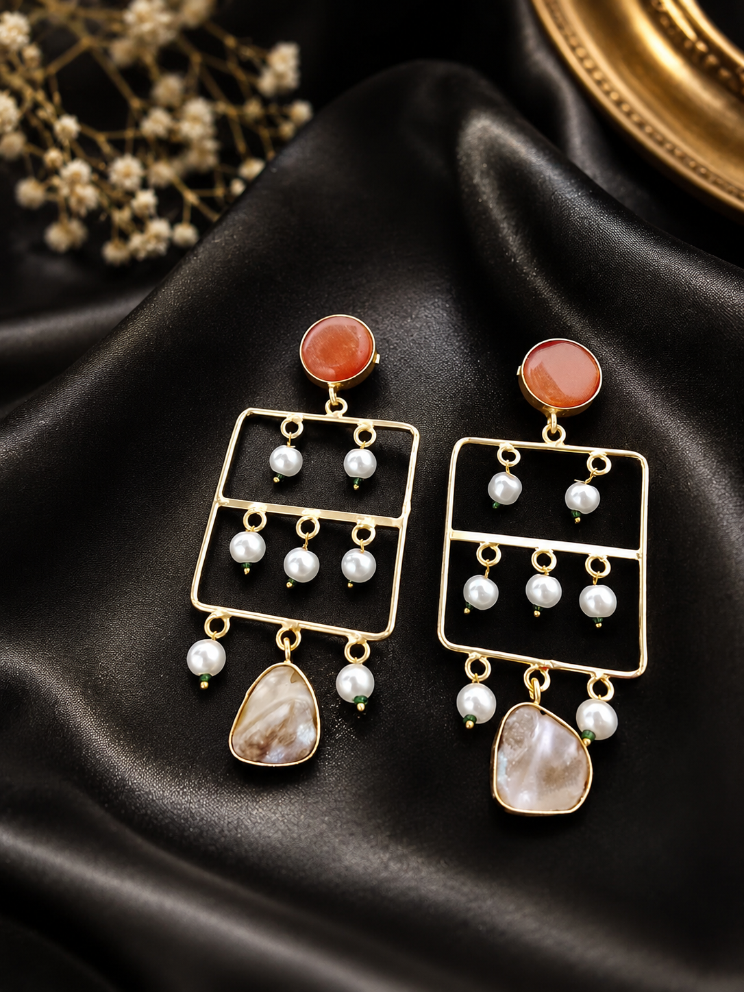 Geometric Gold-Plated Chandelier Earring