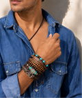 Men's bohemian multi-layer leather bracelet set