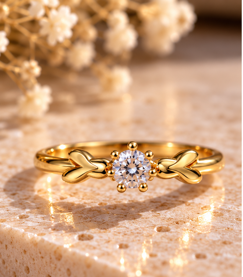 Heart Accent Solitaire Ring